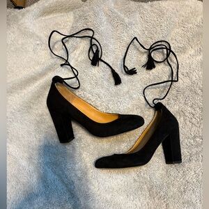 Sezane Black Suede Heels